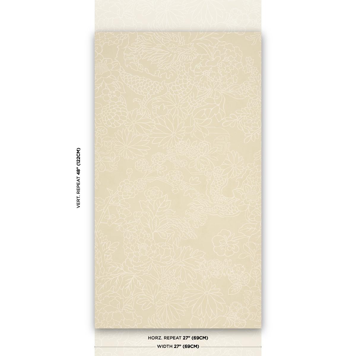 Schumacher Chiang Mai Dragon Silhouette Mistral Sand Wallpaper