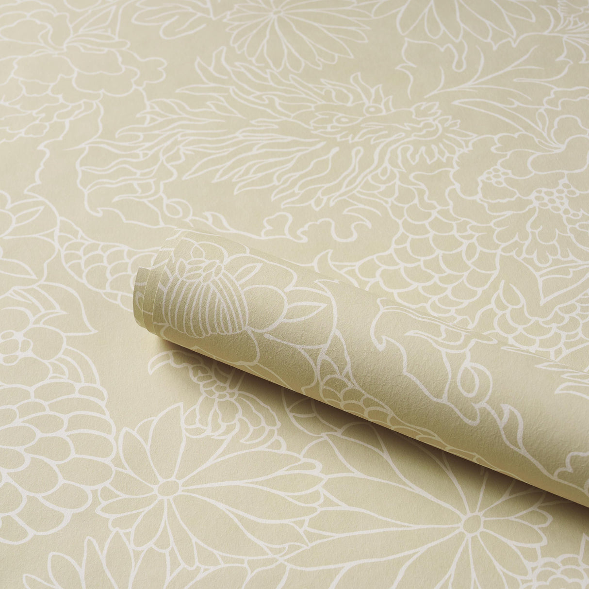 Schumacher Chiang Mai Dragon Silhouette Mistral Sand Wallpaper