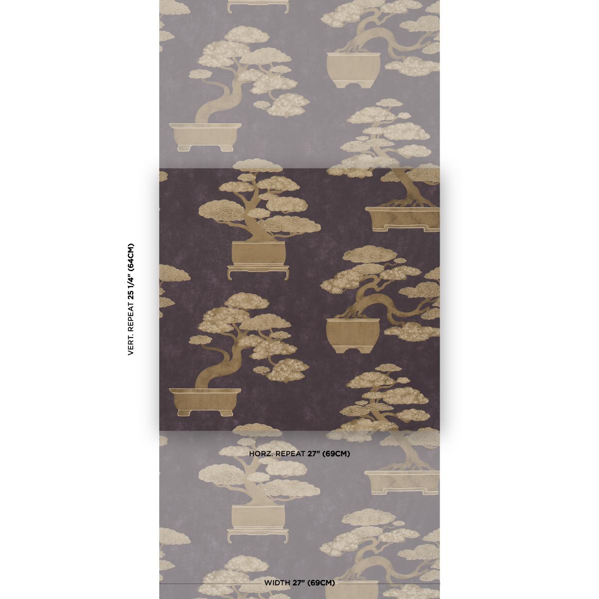 Schumacher Bonsai Tree Aubergine Wallpaper