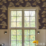 Schumacher Bonsai Tree Aubergine Wallpaper