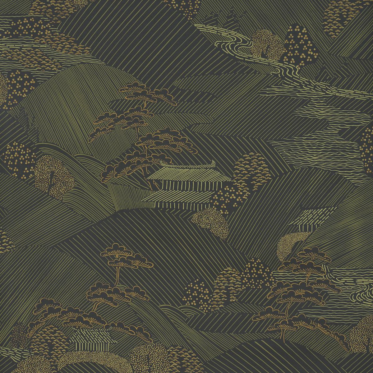 Schumacher Nikko Black Wallpaper