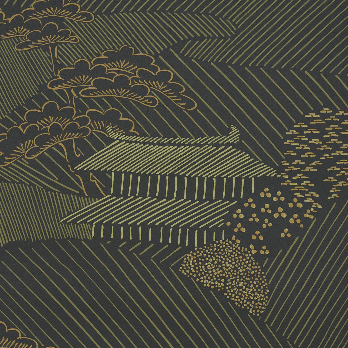 Schumacher Nikko Black Wallpaper