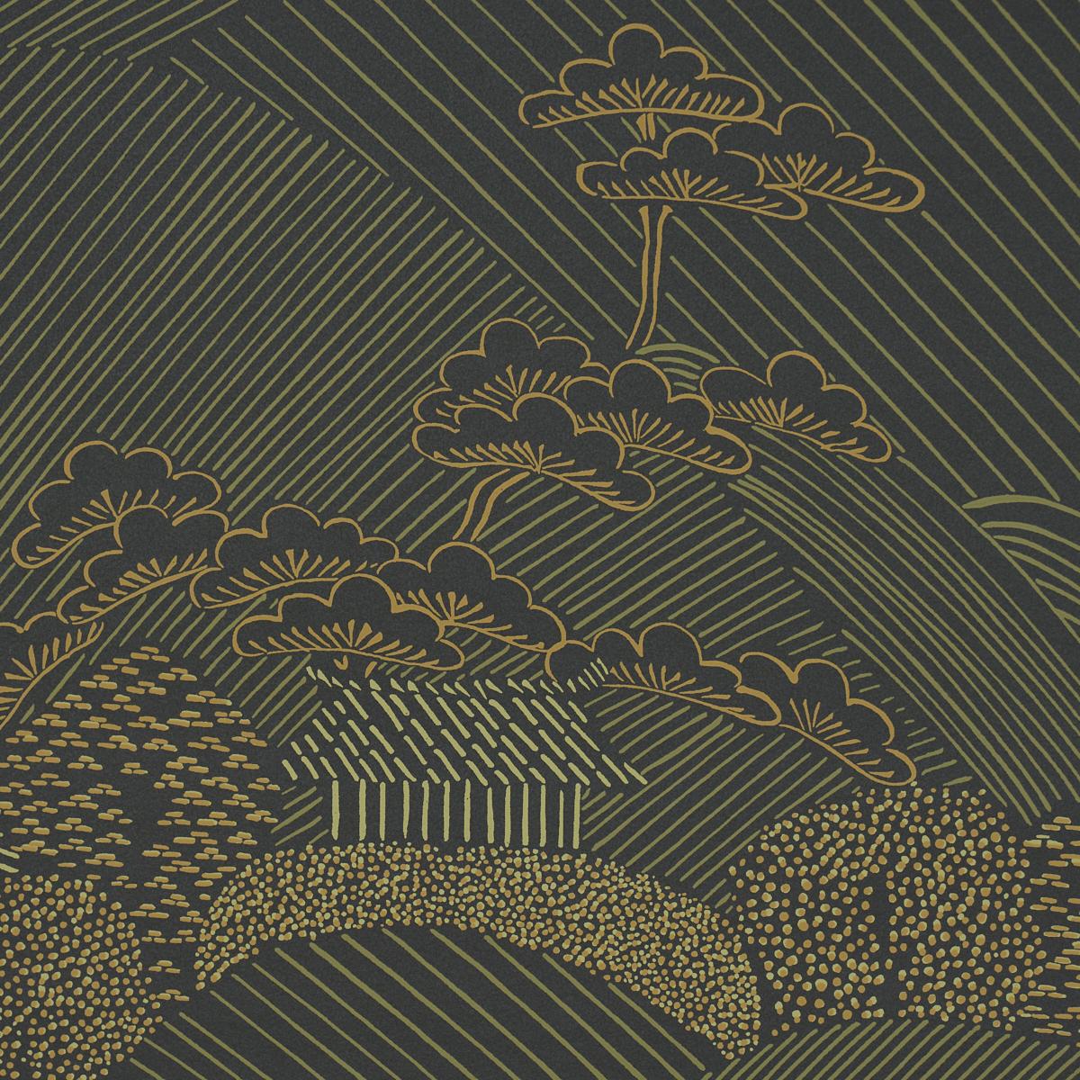 Schumacher Nikko Black Wallpaper