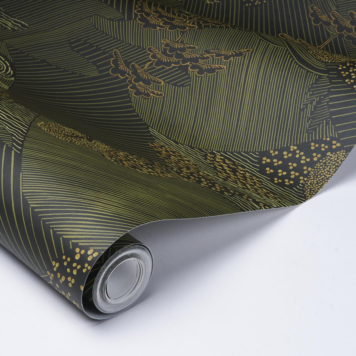 Schumacher Nikko Black Wallpaper