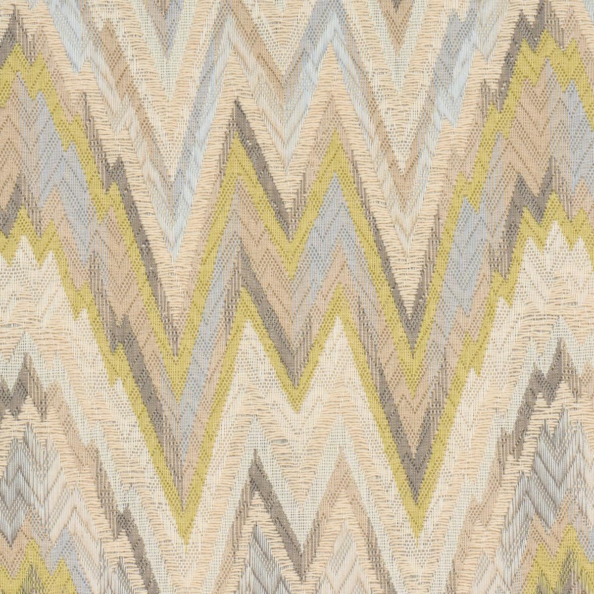 Schumacher Valkyrie Flame Stitch Lemon Sage Fabric