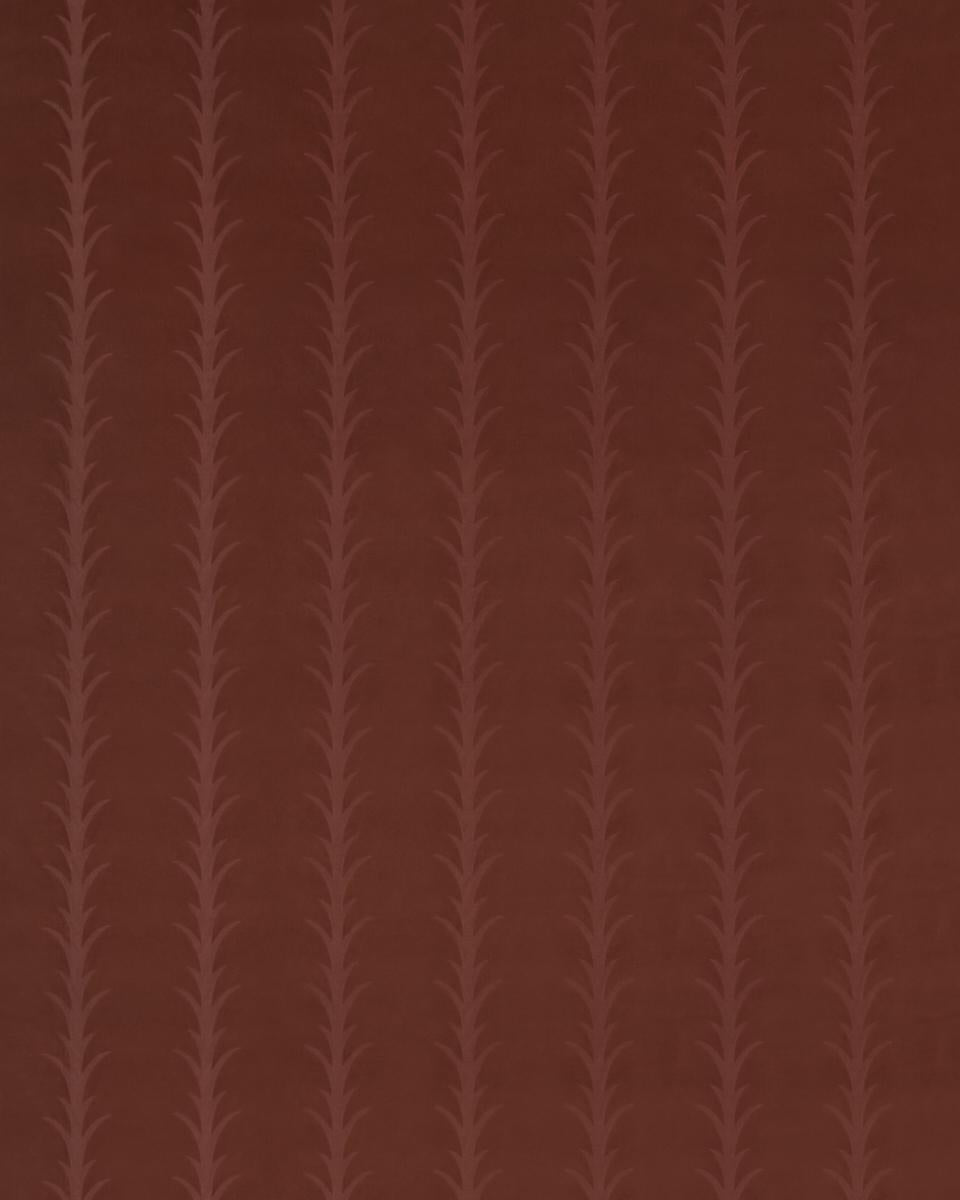 Schumacher Acanthus Stripe Velvet Terracotta Fabric