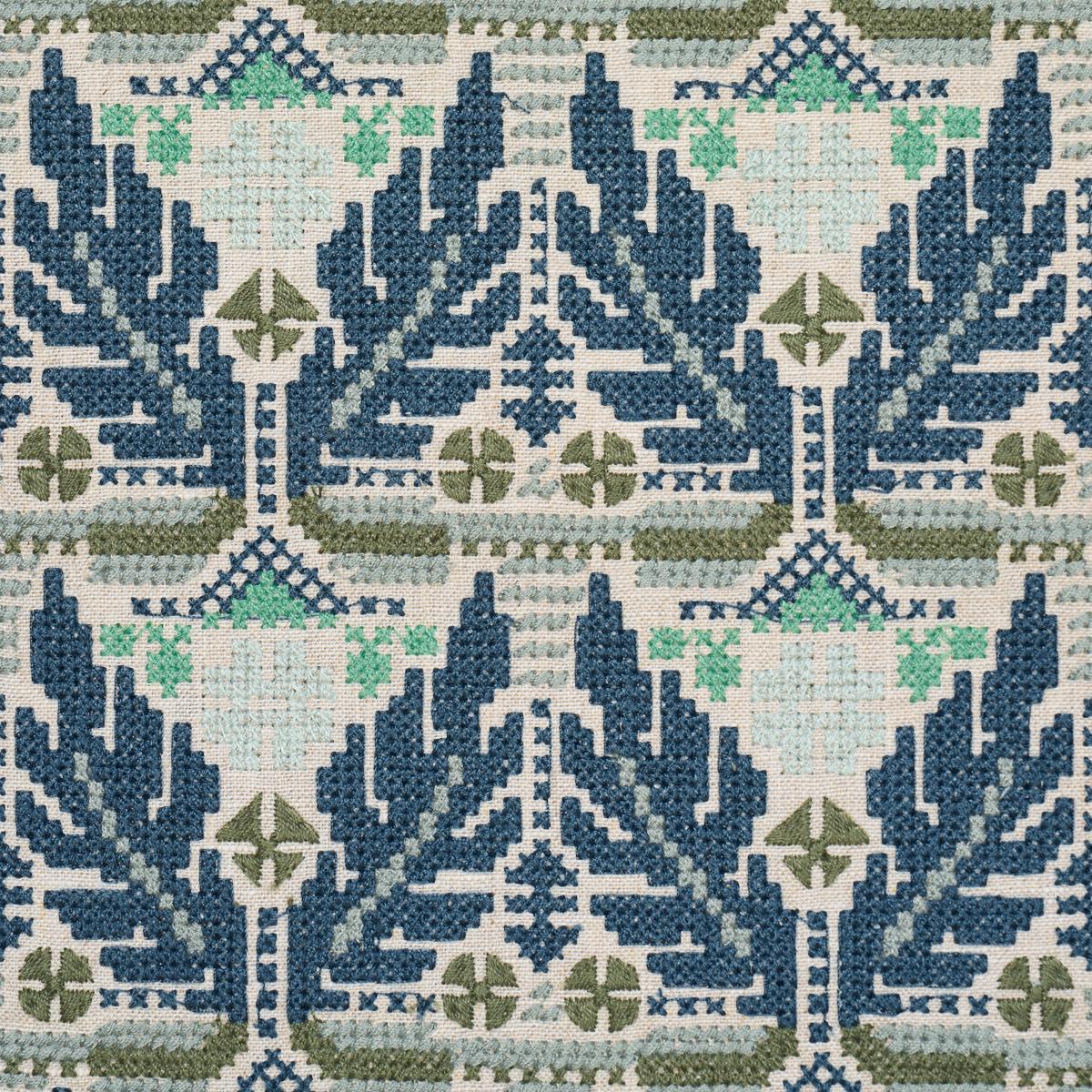Schumacher Ayla Embroidery Ocean Fabric