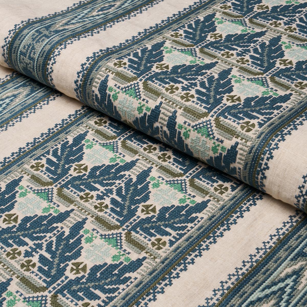 Schumacher Ayla Embroidery Ocean Fabric