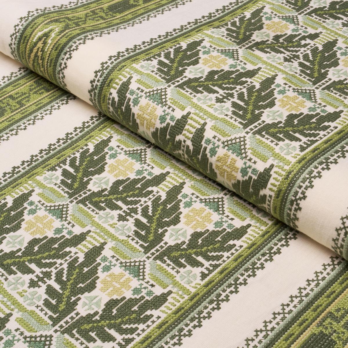 Schumacher Ayla Embroidery Green Fabric