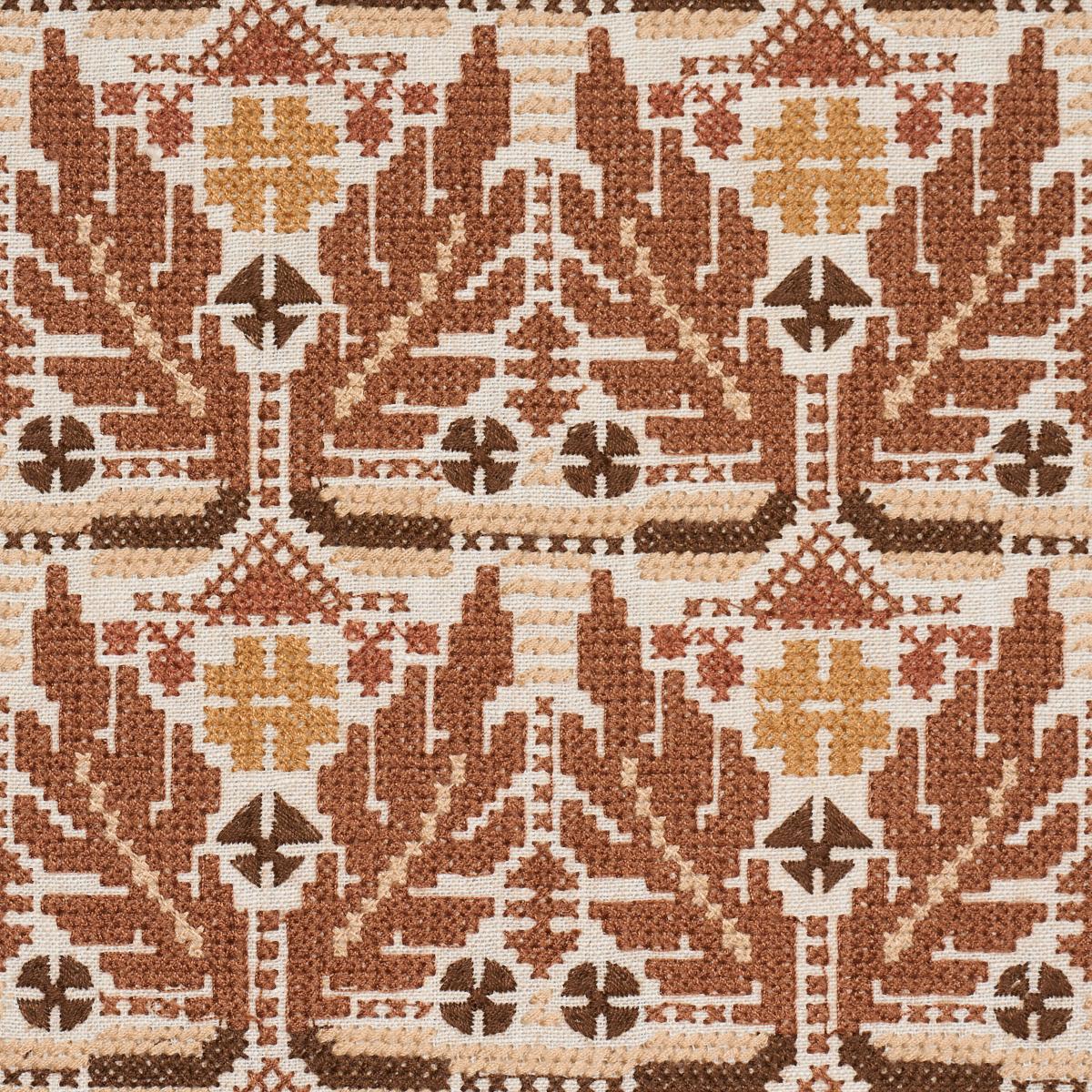 Schumacher Ayla Embroidery Spice Fabric