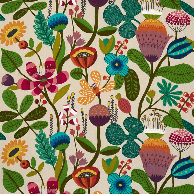 Schumacher Modern Botanical Embroidery Paradise Fabric