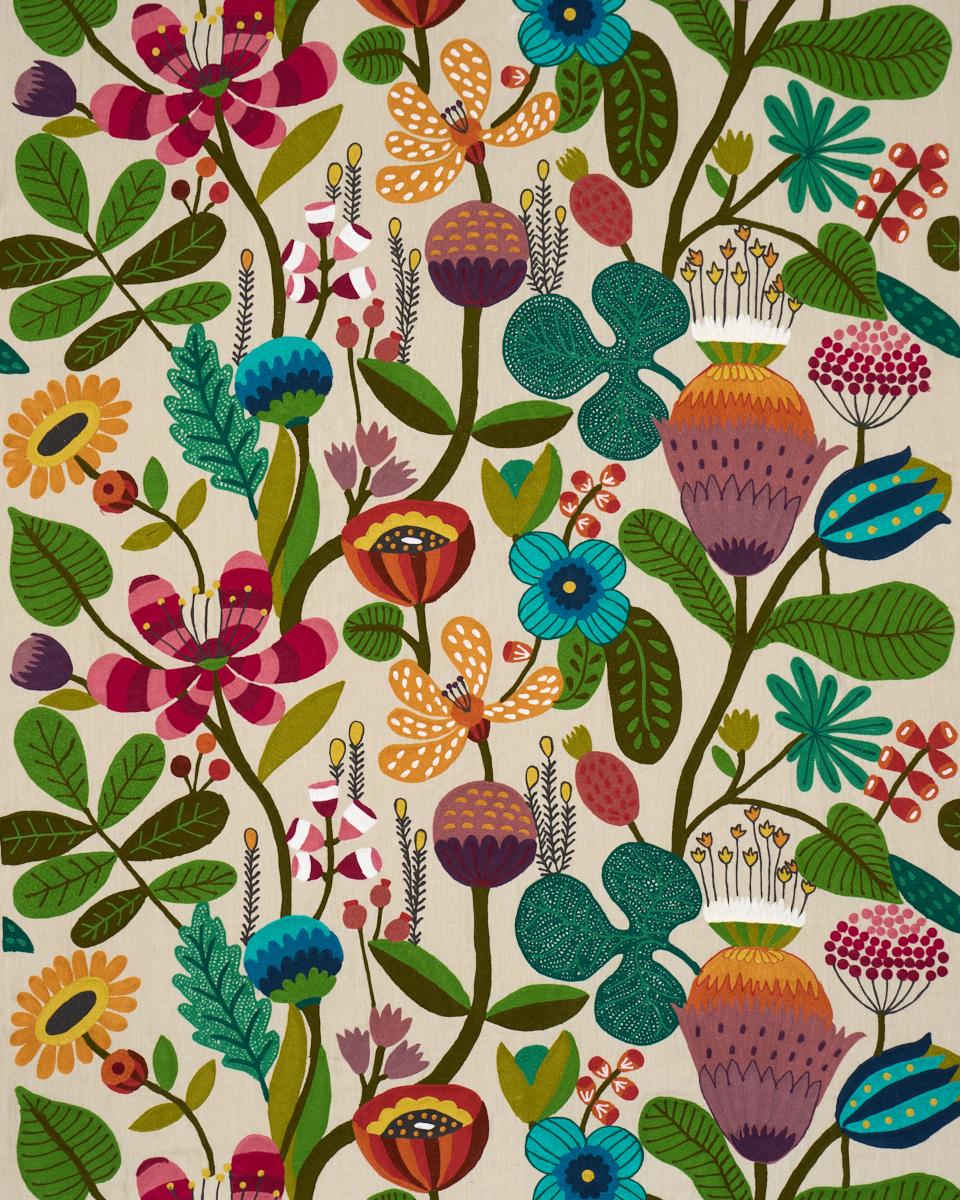 Schumacher Modern Botanical Embroidery Paradise Fabric