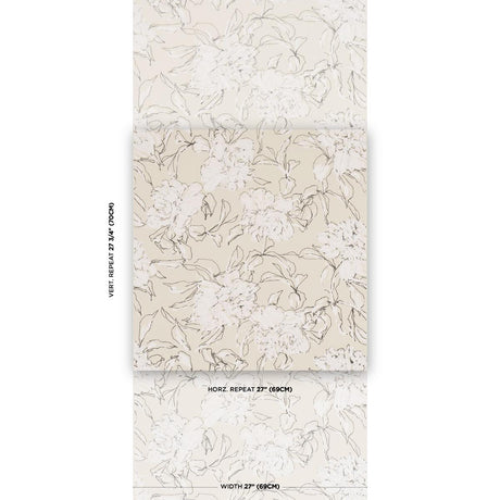 Schumacher Peony Silhouette Graphite Wallpaper