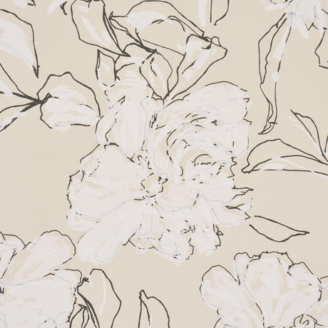 Schumacher Peony Silhouette Graphite Wallpaper
