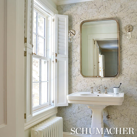 Schumacher Peony Silhouette Graphite Wallpaper