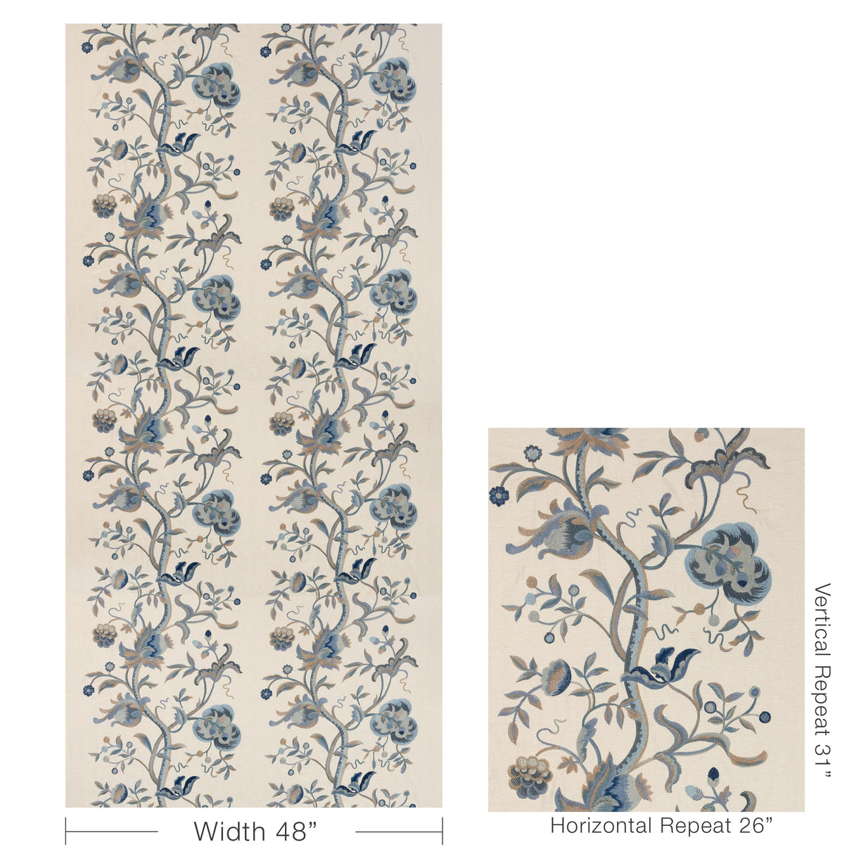 Lee Jofa DORTON EMBROIDERY INDIGO Fabric