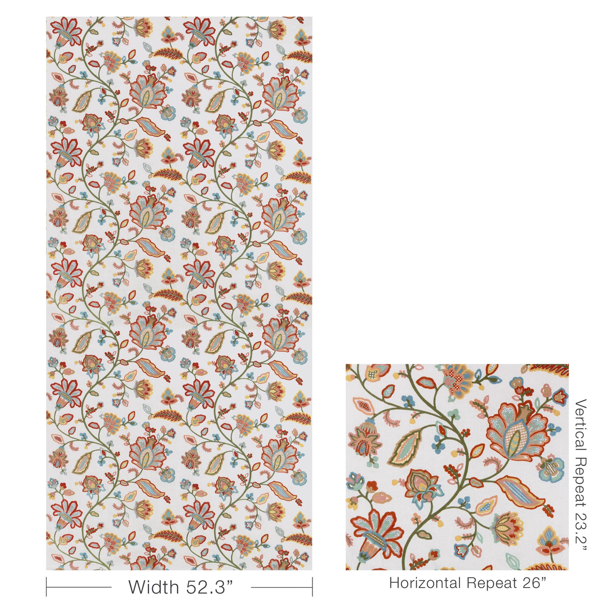 Lee Jofa WESTFIELD EMB IVORY/MULTI Fabric