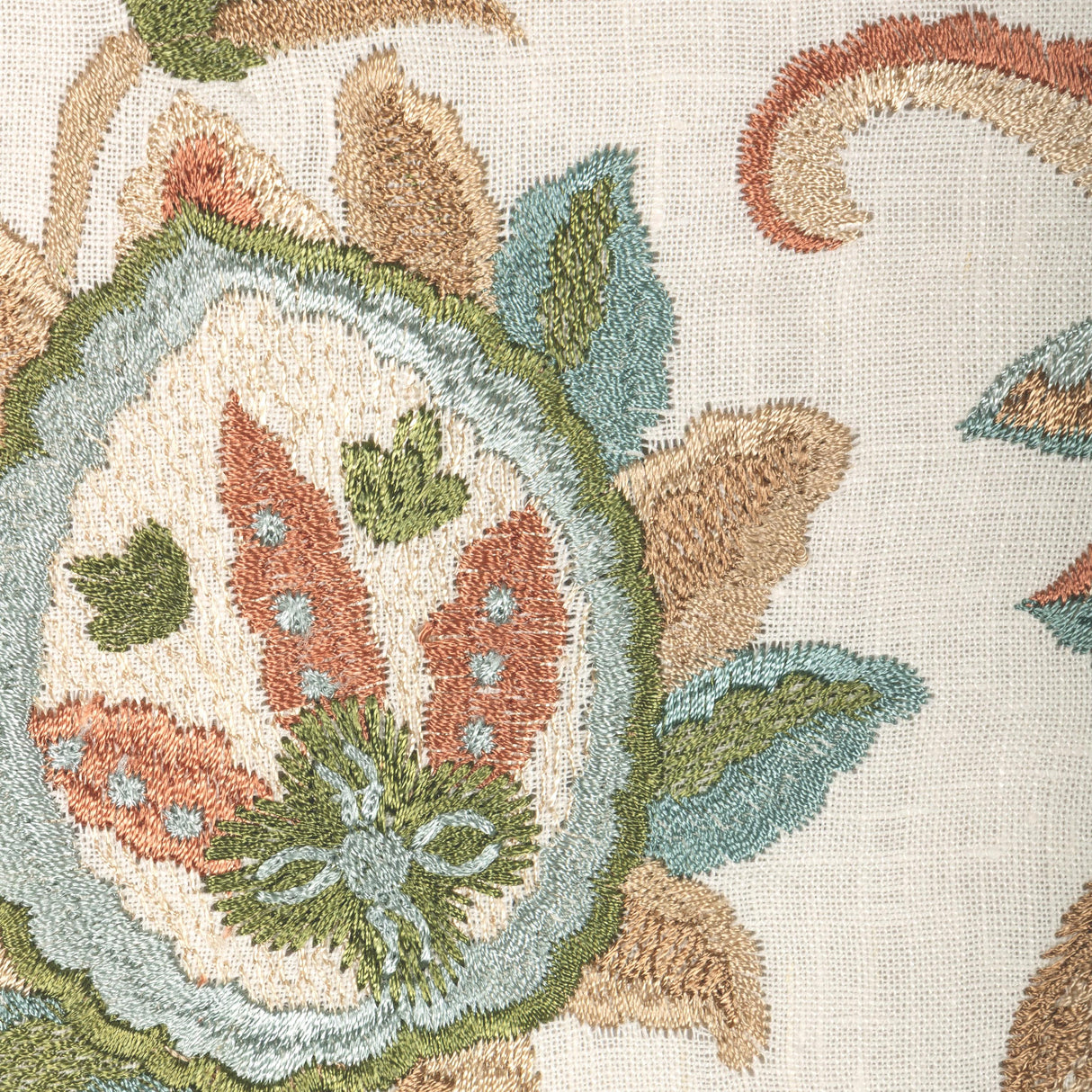 Lee Jofa PALAWAN EMB AQUA/CLAY Fabric