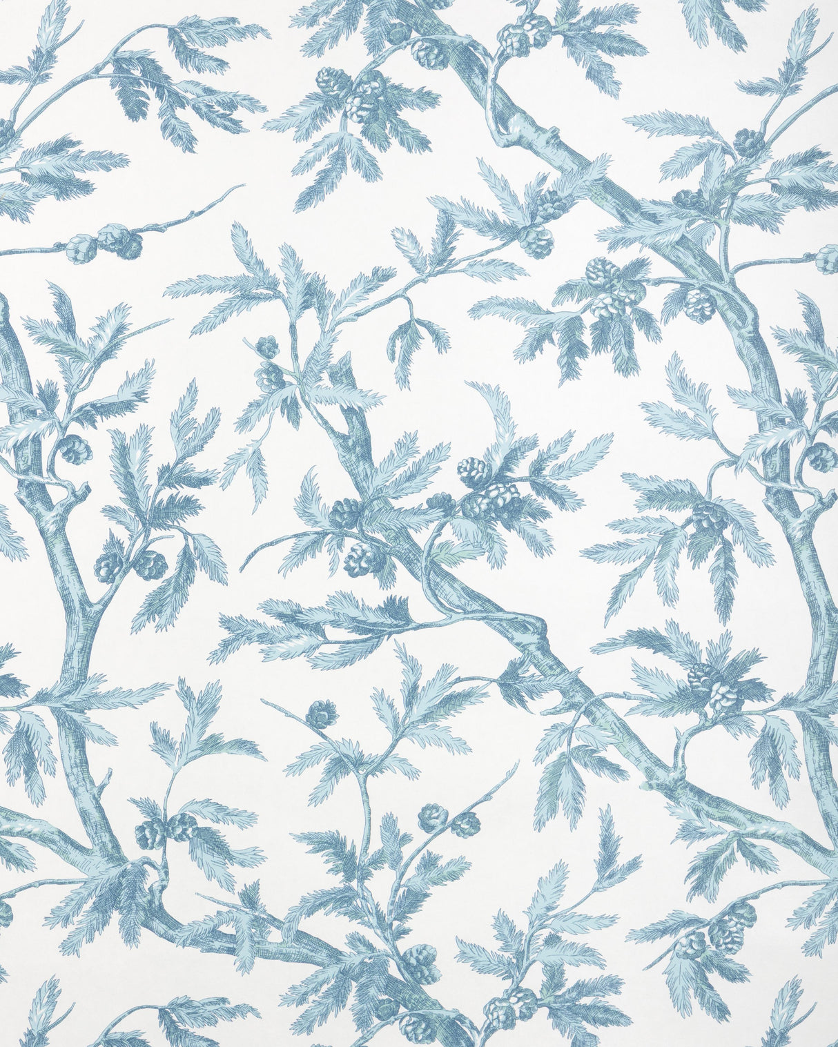 Brunschwig & Fils BRANCHES DE PIN WC AQUA Wallpaper