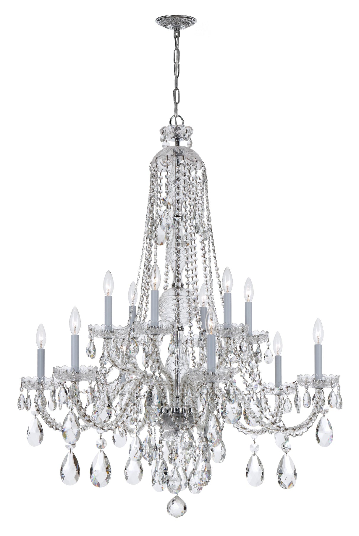 Crystorama Traditional Crystal 42'' Hand Cut Crystal Polished Chrome Chandelier