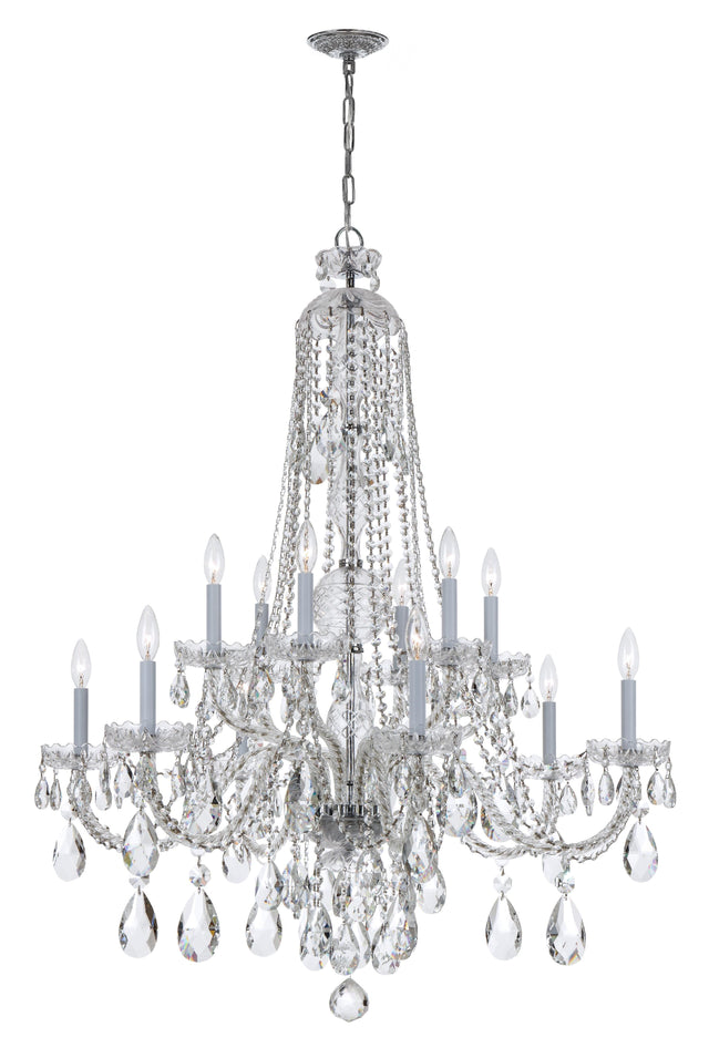 Crystorama Traditional Crystal 42'' Hand Cut Crystal Polished Chrome Chandelier