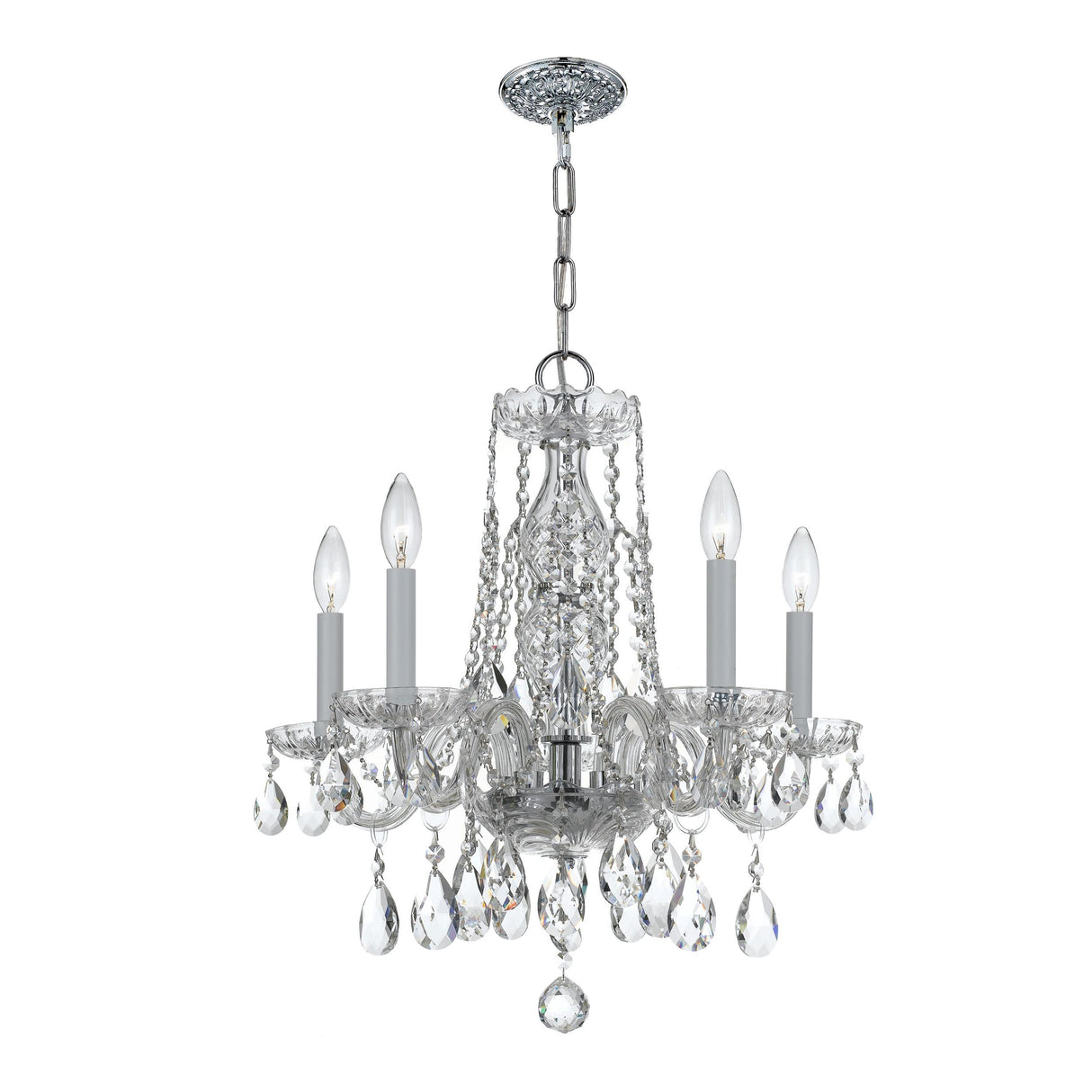 Crystorama Traditional Crystal 18'' Hand Cut Crystal Polished Chrome Chandelier