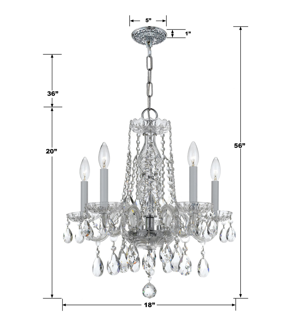 Crystorama Traditional Crystal 18'' Hand Cut Crystal Polished Chrome Chandelier