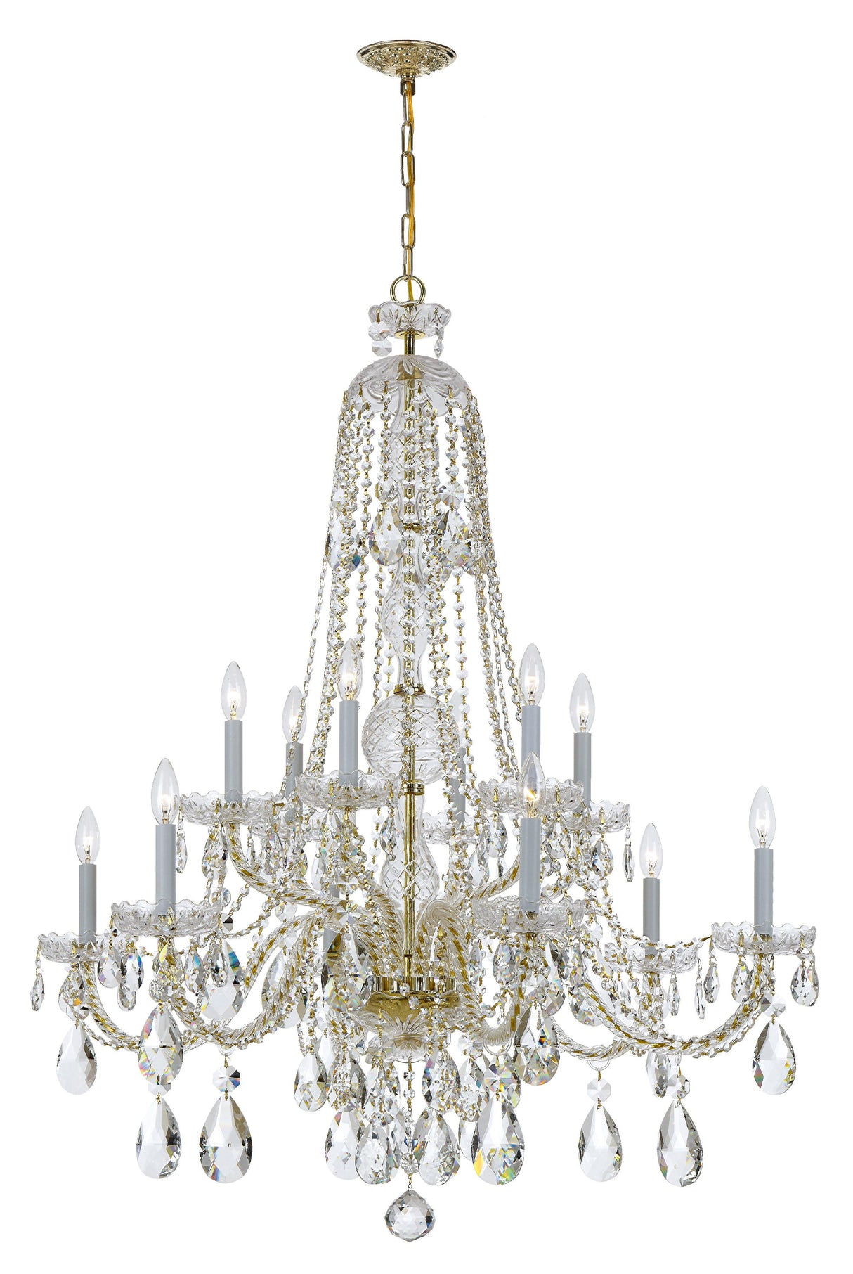 Crystorama Traditional Crystal 42'' Hand Cut Crystal Polished Brass Chandelier
