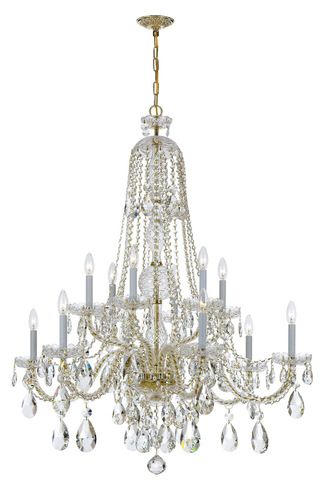 Crystorama Traditional Crystal 42'' Hand Cut Crystal Polished Brass Chandelier