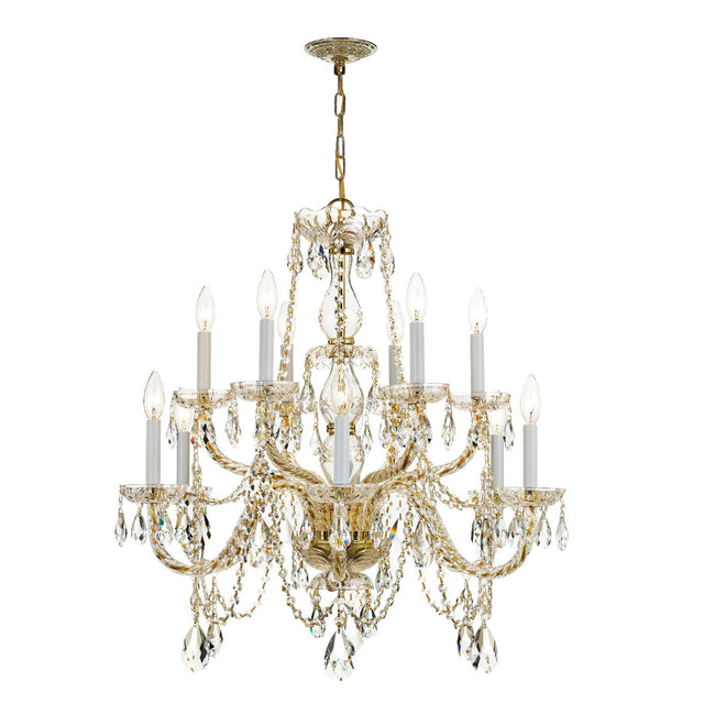 Crystorama Traditional Crystal 31'' Hand Cut Crystal Polished Brass Chandelier