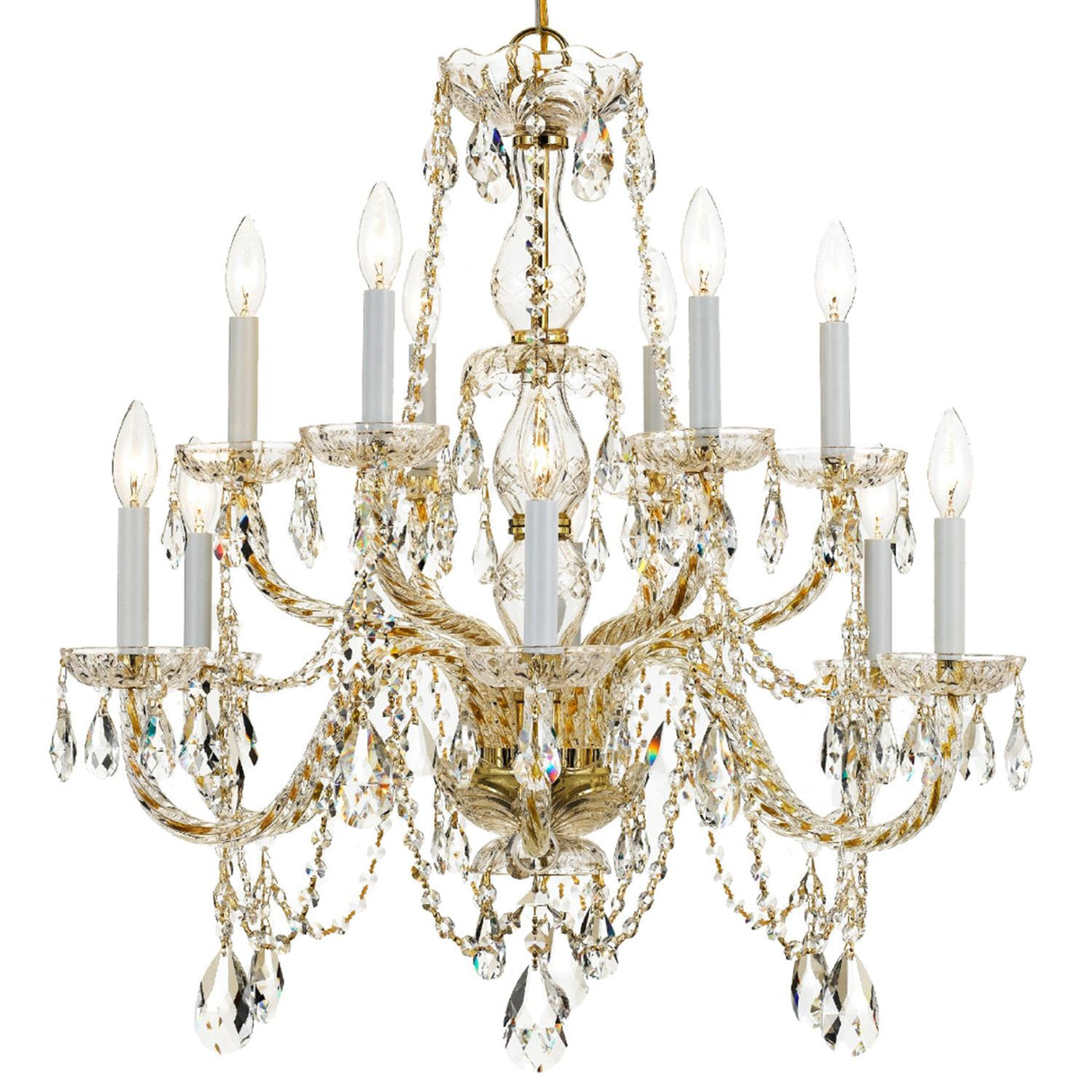Crystorama Traditional Crystal 31'' Hand Cut Crystal Polished Brass Chandelier