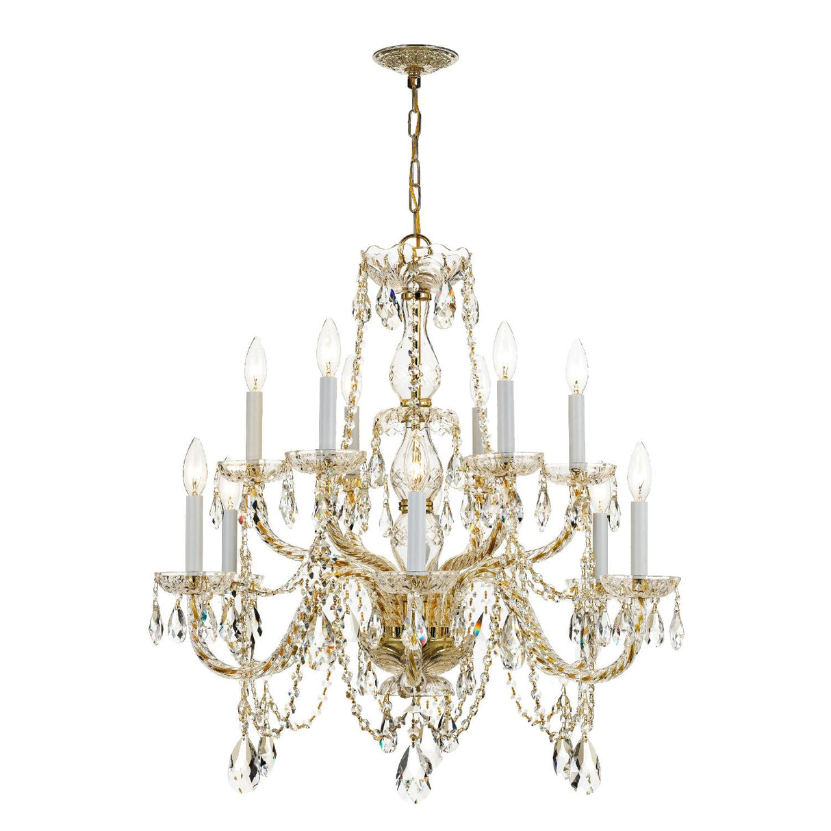 Crystorama Traditional Crystal 31'' Swarovski Spectra Crystal Polished Brass Chandelier