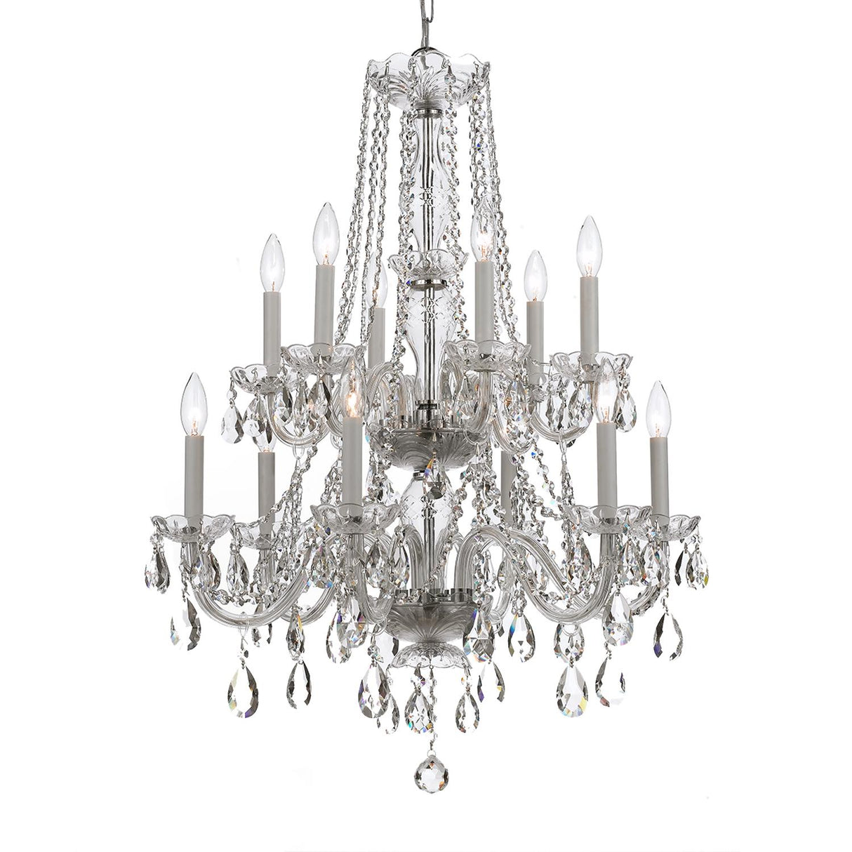 Crystorama Traditional Crystal 26.5'' Hand Cut Crystal Polished Chrome Chandelier