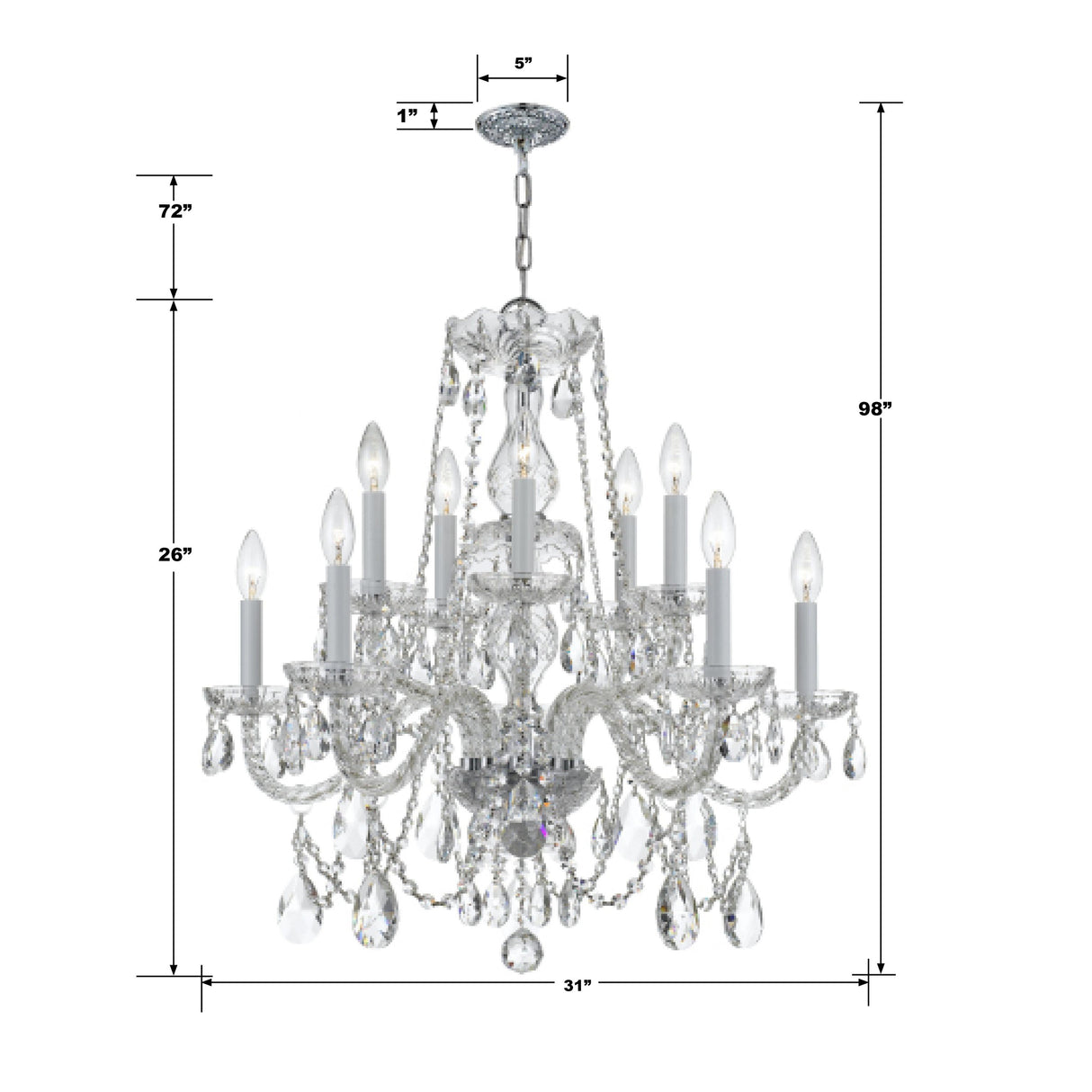 Crystorama Traditional Crystal 31'' Swarovski Spectra Crystal Polished Chrome Chandelier