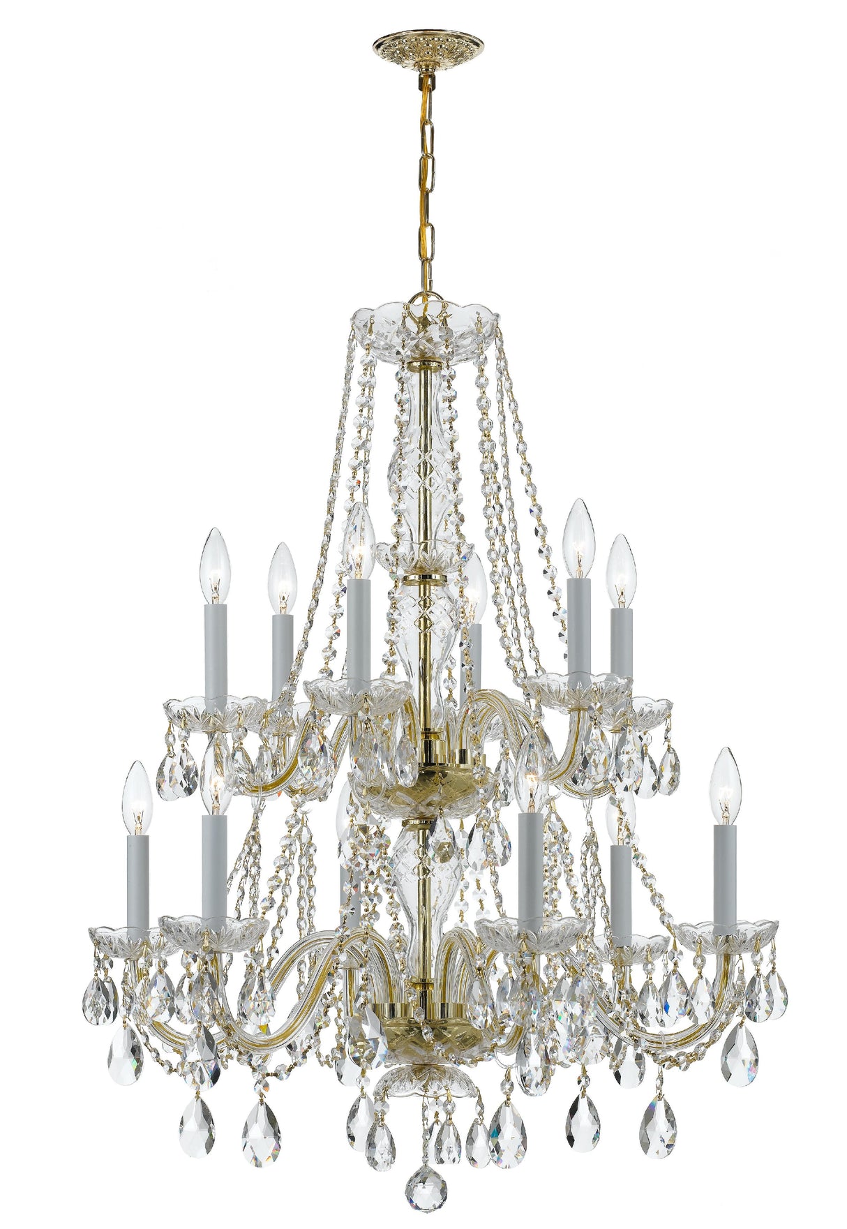 Crystorama Traditional Crystal 26.5'' Hand Cut Crystal Polished Brass Chandelier