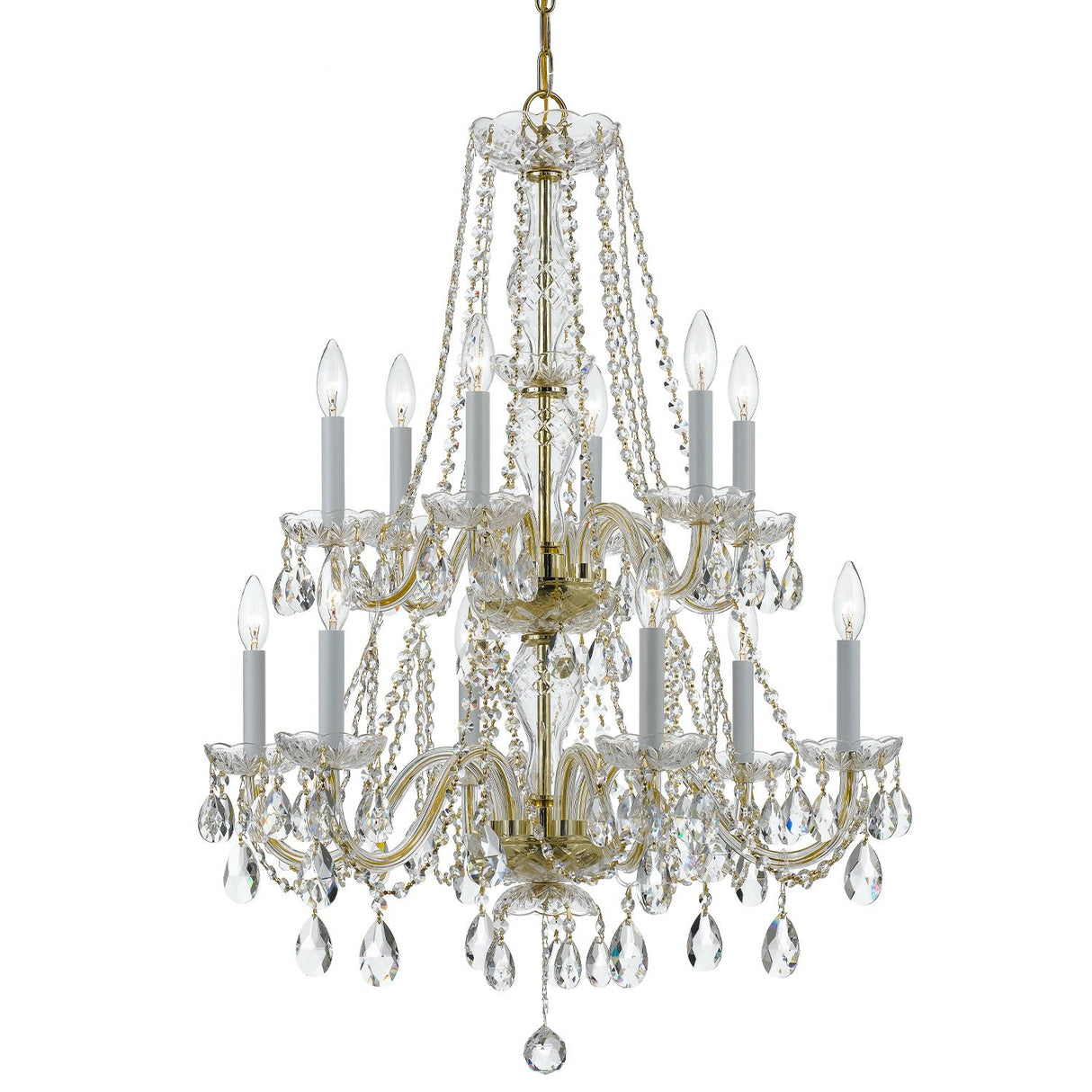 Crystorama Traditional Crystal 26.5'' Hand Cut Crystal Polished Brass Chandelier