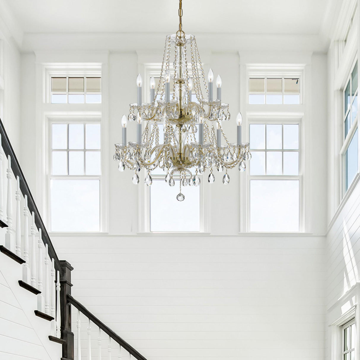 Crystorama Traditional Crystal 26.5'' Swarovski Strass Crystal Polished Brass Chandelier