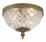 Crystorama Radley 8'' Olde Brass Faceted Cut Glass Bowl Flush Mount