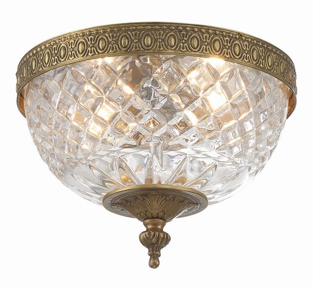 Crystorama Radley 8'' Olde Brass Faceted Cut Glass Bowl Flush Mount