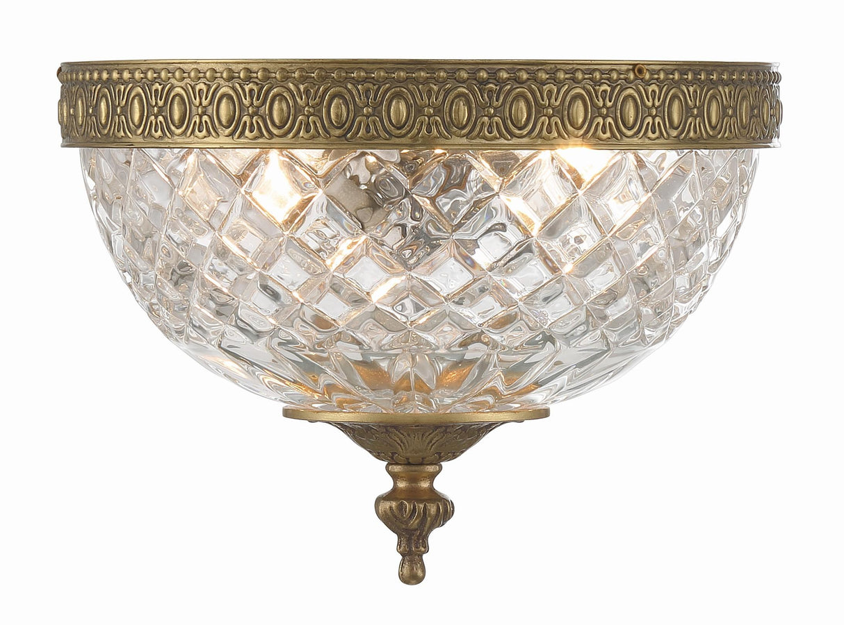 Crystorama Radley 8'' Olde Brass Faceted Cut Glass Bowl Flush Mount