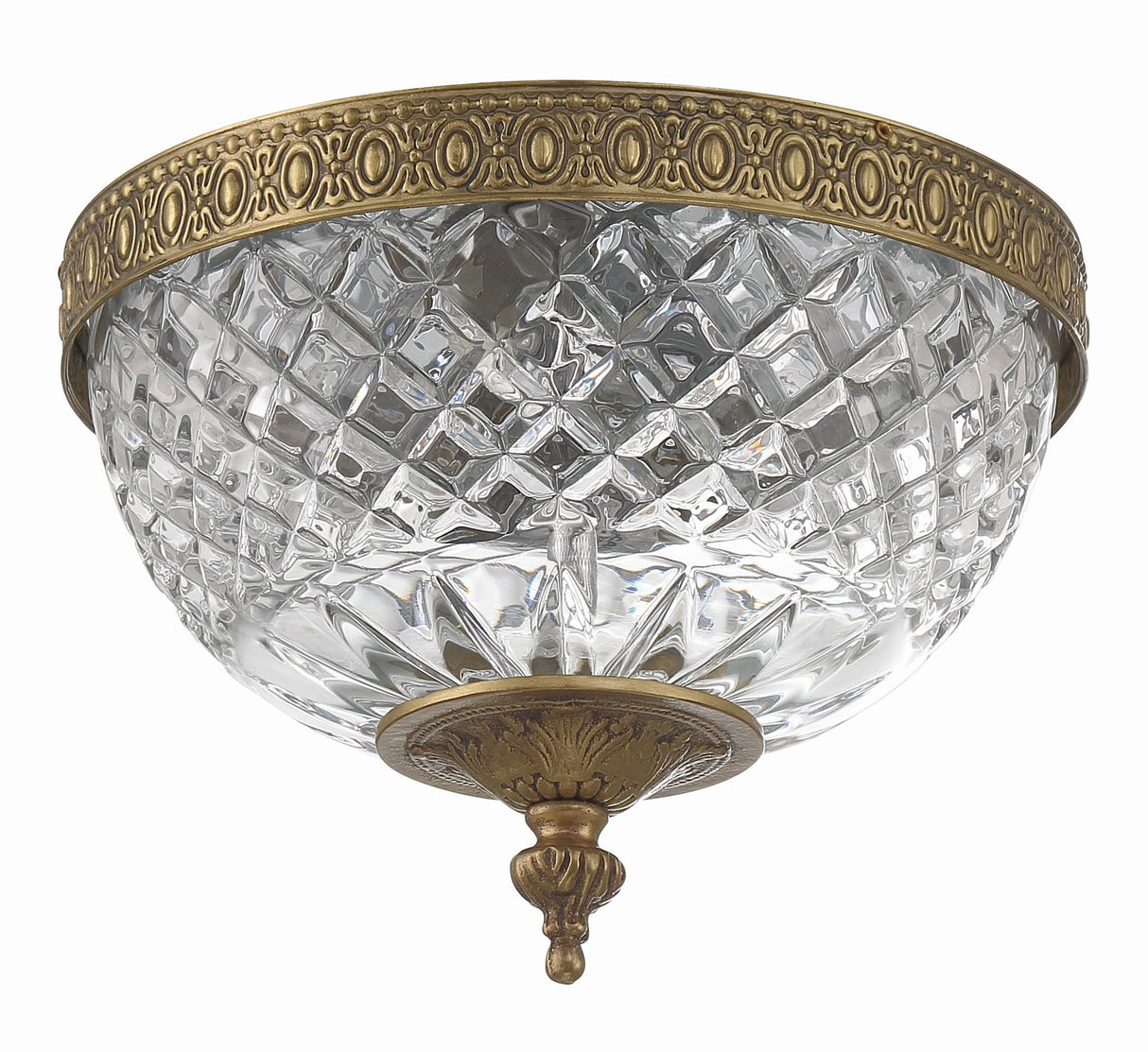 Crystorama Radley 8'' Olde Brass Faceted Cut Glass Bowl Flush Mount