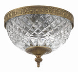 Crystorama Radley 8'' Olde Brass Faceted Cut Glass Bowl Flush Mount