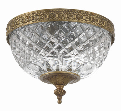 Crystorama Radley 8'' Olde Brass Faceted Cut Glass Bowl Flush Mount