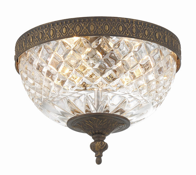 Crystorama Radley 8'' English Bronze Faceted Cut Glass Bowl Flush Mount