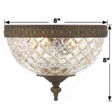 Crystorama Radley 8'' English Bronze Faceted Cut Glass Bowl Flush Mount