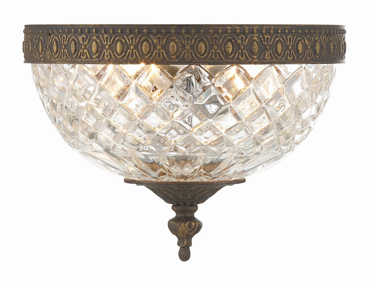 Crystorama Radley 8'' English Bronze Faceted Cut Glass Bowl Flush Mount