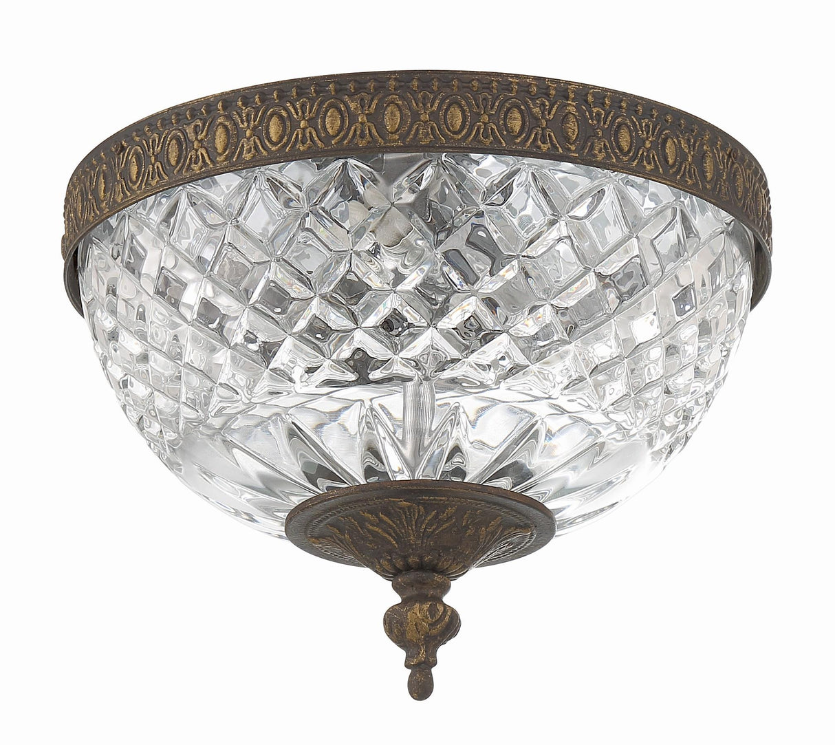 Crystorama Radley 8'' English Bronze Faceted Cut Glass Bowl Flush Mount