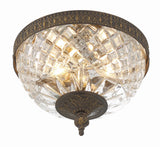 Crystorama Radley 8'' English Bronze Faceted Cut Glass Bowl Flush Mount