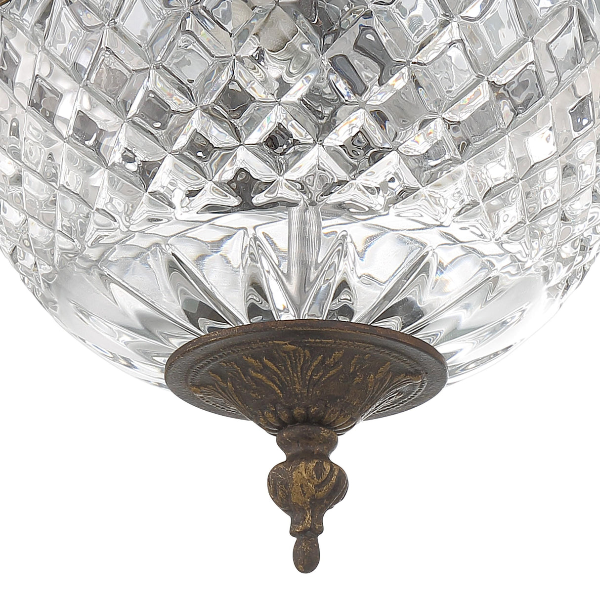 Crystorama Radley 8'' English Bronze Faceted Cut Glass Bowl Flush Mount