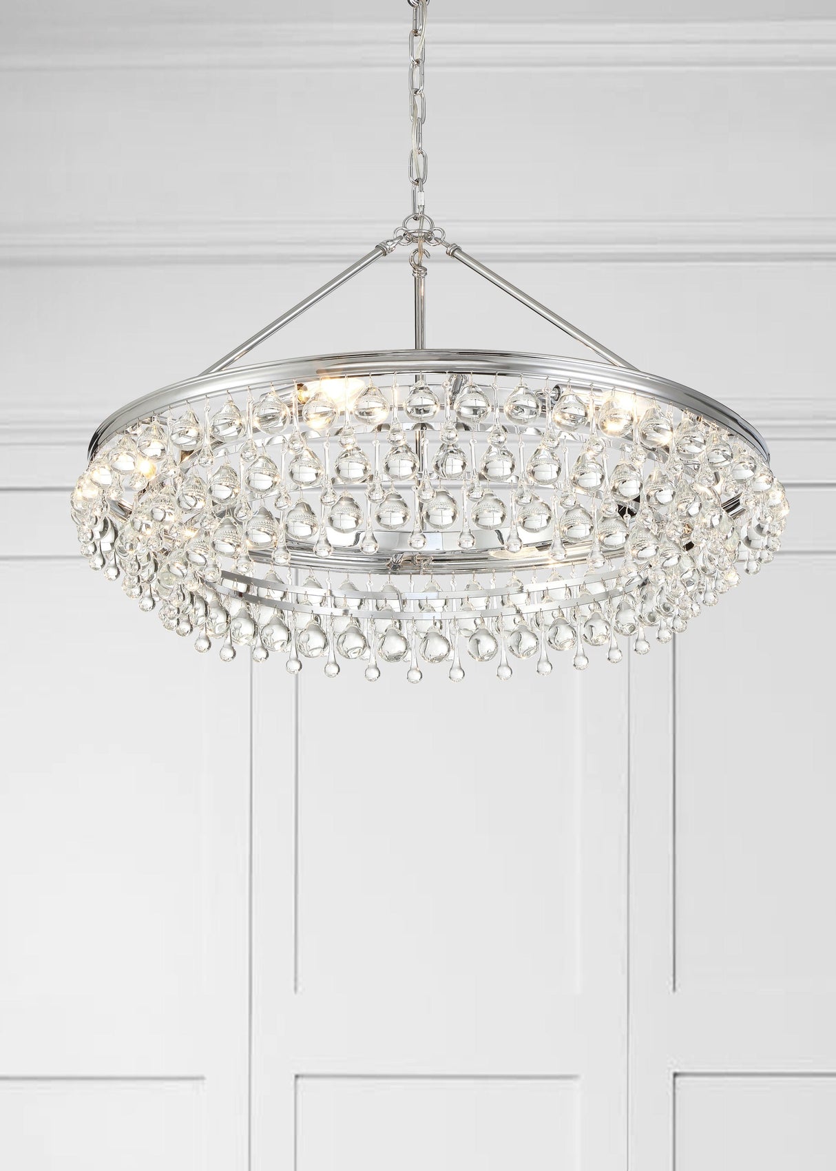 Crystorama Calypso 30'' Crystal Teardrop Polished Chrome Chandelier